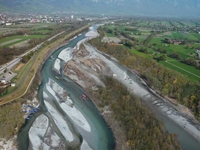 Vaduz Aufweitung mit Booten Visualisiert © Lebendiger Alpenrhein